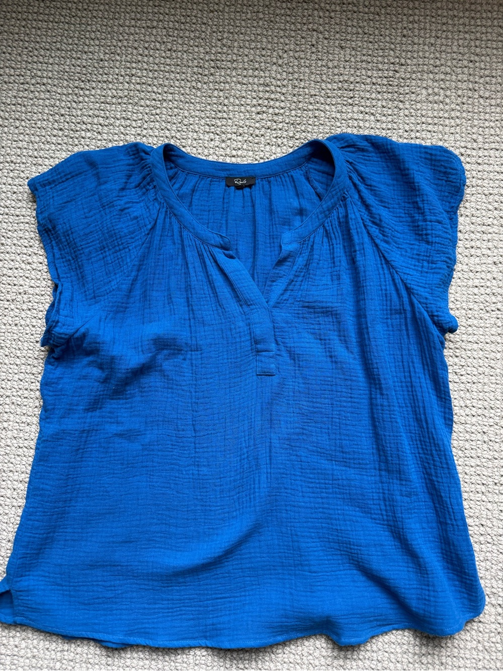 Rails Women’s Short Sleeve Split-Neck Cotton Top Size L